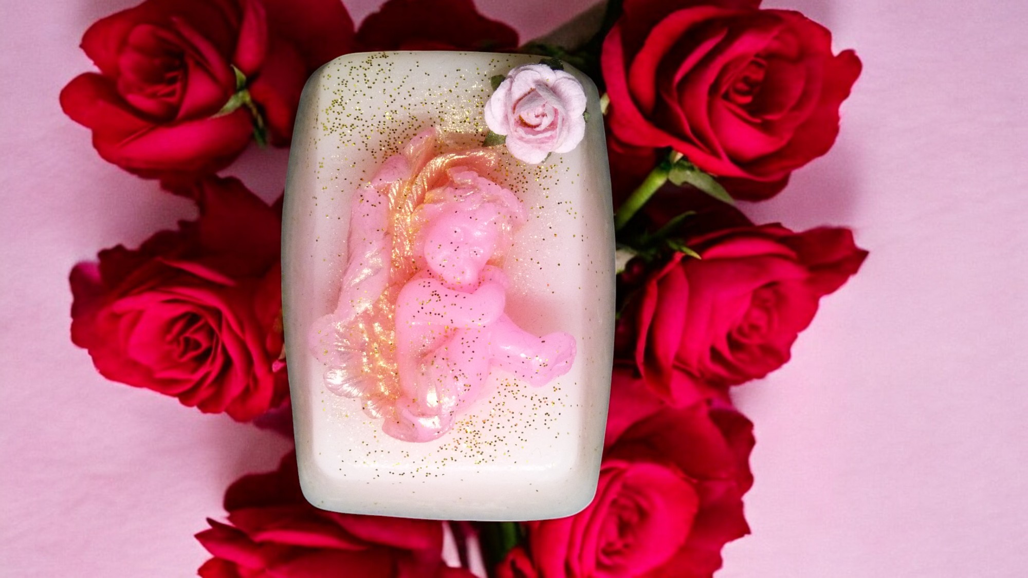 Sier Gebakje met Zittende Engel Zeepje met Mica (image for) Sier Gebakje met Zittende Engel Zeepje met Mica